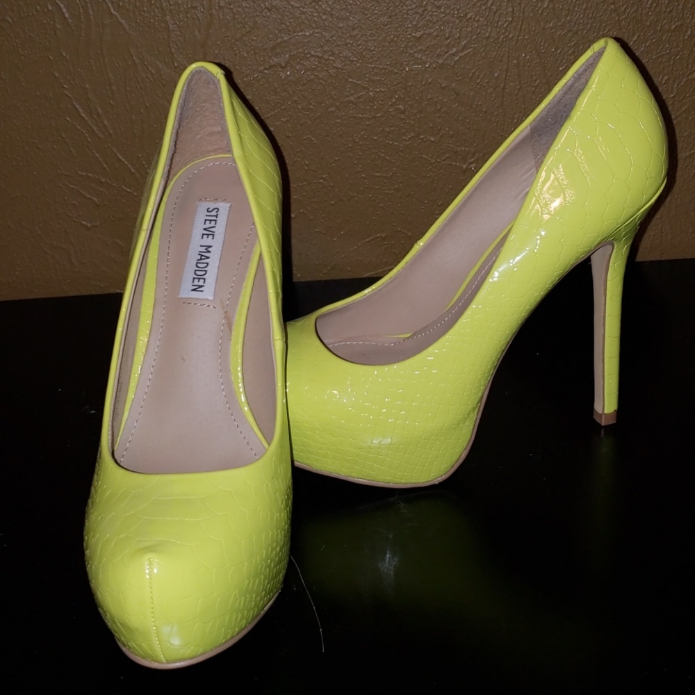 Neon Light Green Platform heels